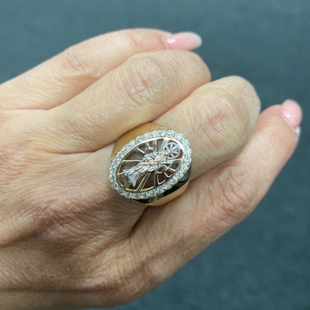 New Women 14K tri color Santa muerte Religious Ring